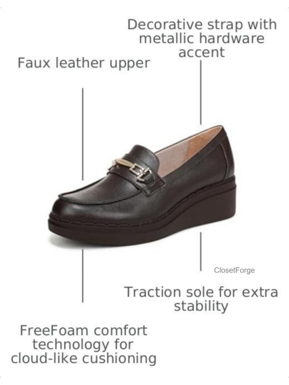 Women's Wedge Loafer Slip-On Platform Business Casual Shoe with FreeFoam